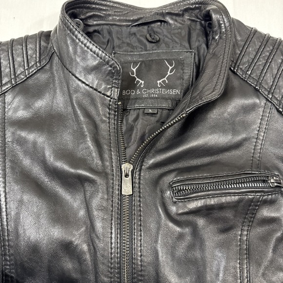 JACKET LEATHER MOTO Women LRG BLACK COAT QUILTED LINED SNAPS - Picture 3 of 12